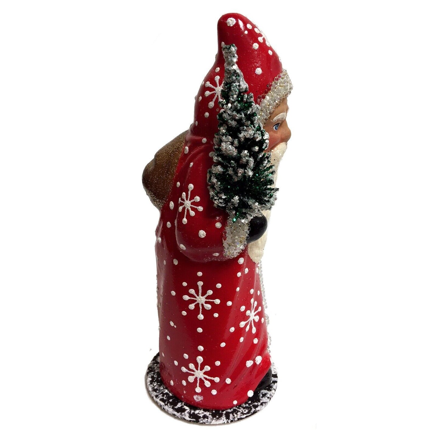 Ino Schaller Red Santa with Snowflake Coat German Paper Mache Candy Container