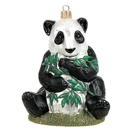 Pinnacle Peak Trading Panda Bear Polish Glass Christmas Ornament