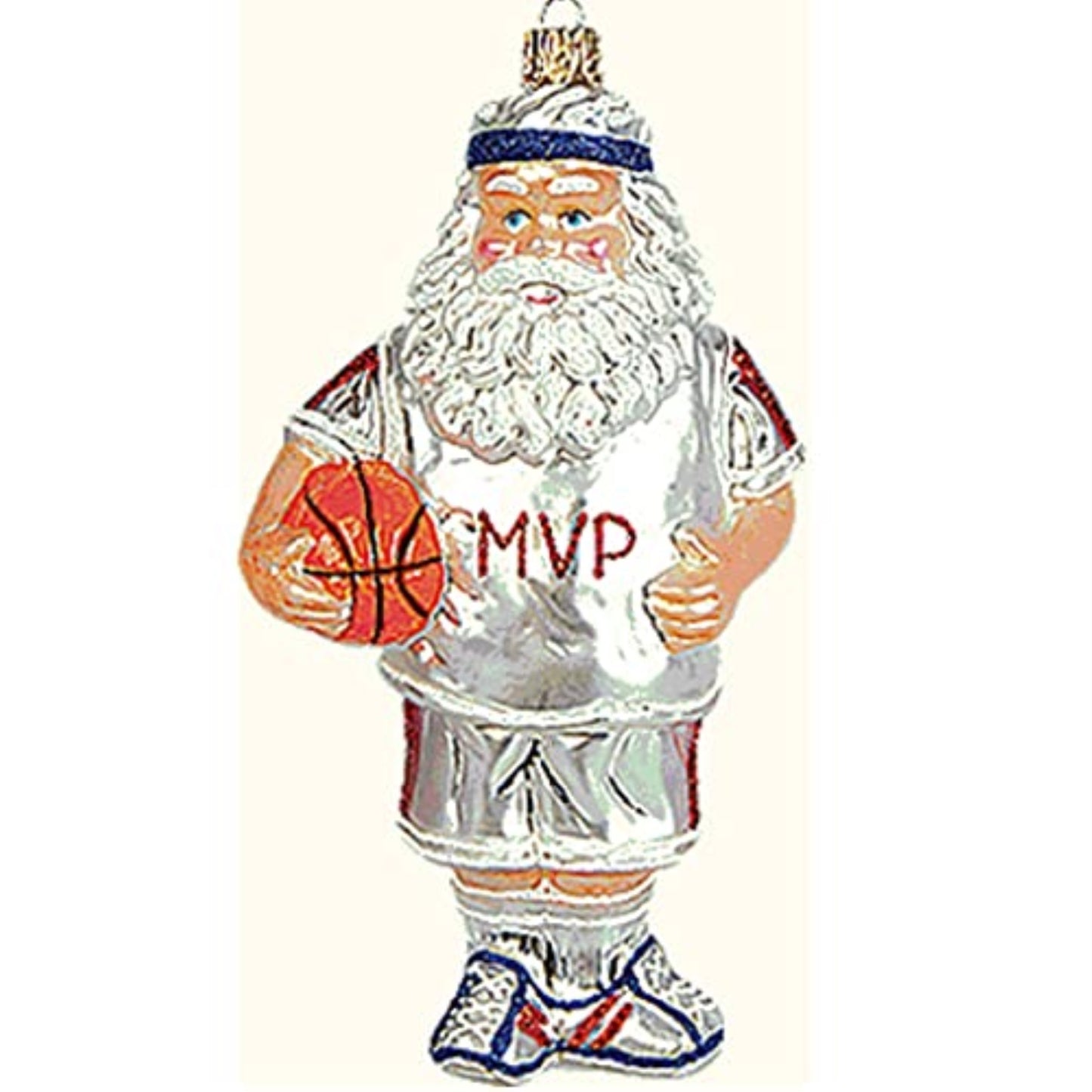 Pinnacle Peak Trading Basketball Santa Claus Polish Glass Christmas Ornament