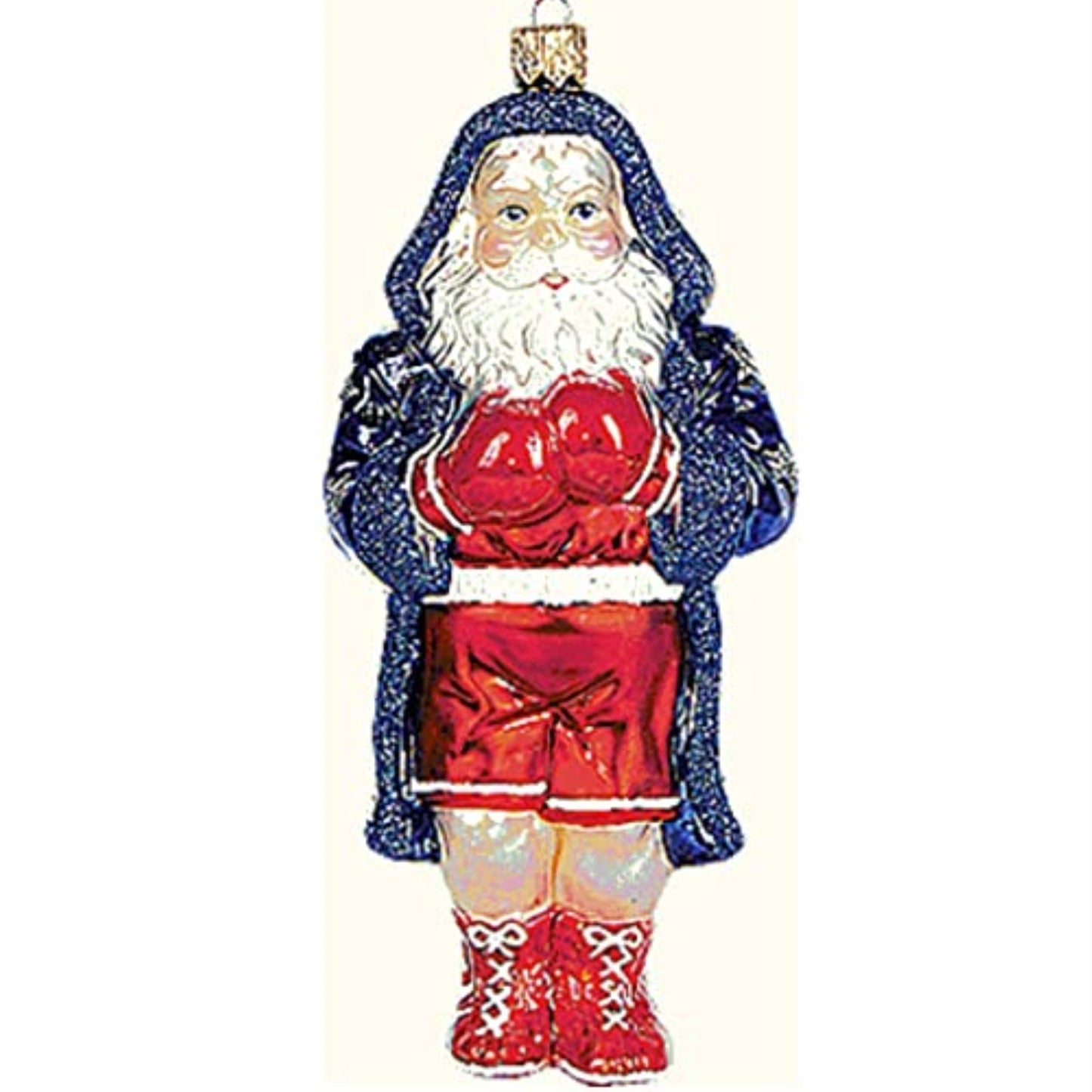 Boxing Santa Polish Mouth Blown Glass Christmas Ornament Sports Decoration Boxer