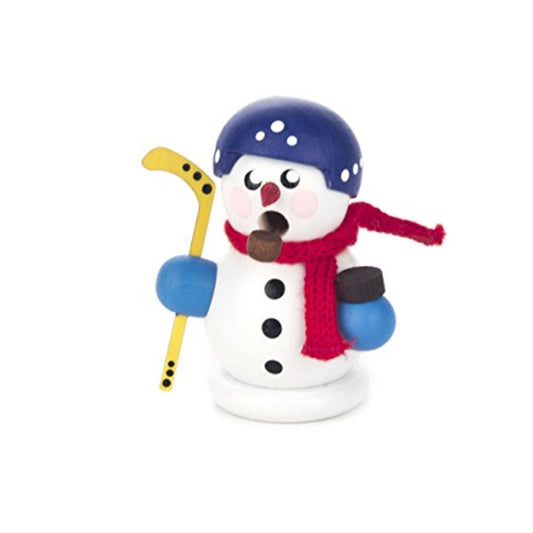 Pinnacle Peak Trading Snowman Ice Hockey Player German Wood Miniature Christmas Incense Smoker 2 Inch