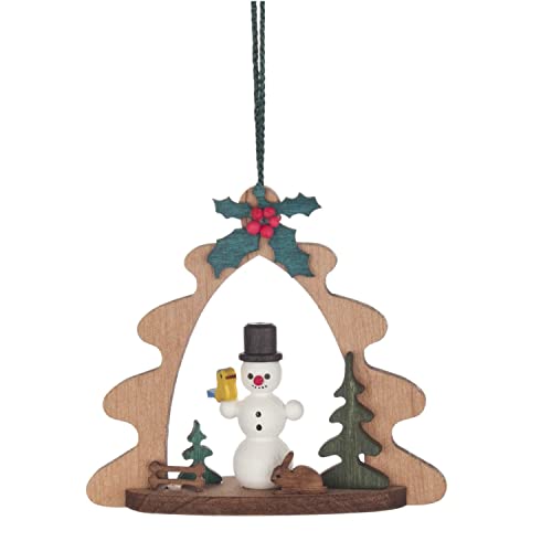 Pinnacle Peak Trading Snowman with Forest Friends German Wood Ornament 2.75 Inch