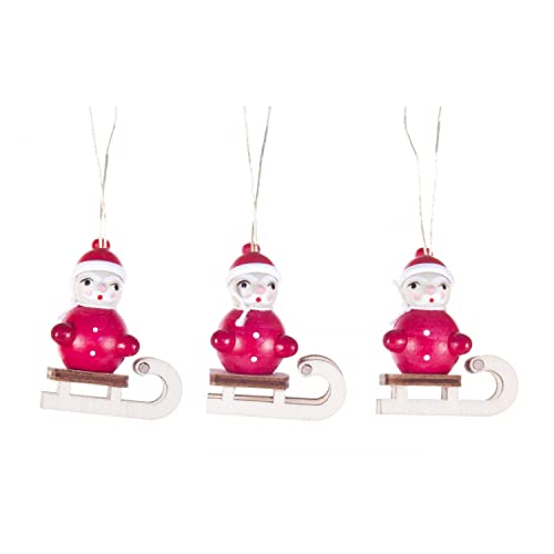 Pinnacle Peak Trading Santa Riding on Sled German Wood Ornament Set 1.6 Inch