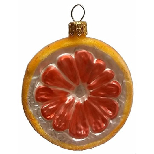Slice of Grapefruit Fruit Polish Blown Glass Christmas Ornament Decorations