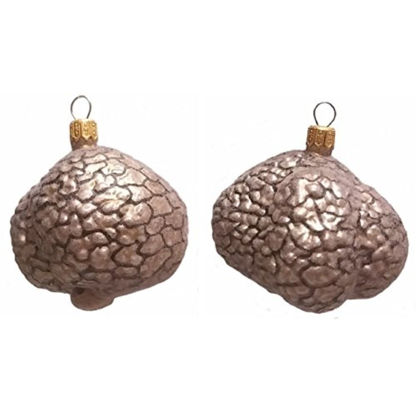 Fuzzy White Truffle Food Polish Glass Christmas Ornament Set of 2 Decoration
