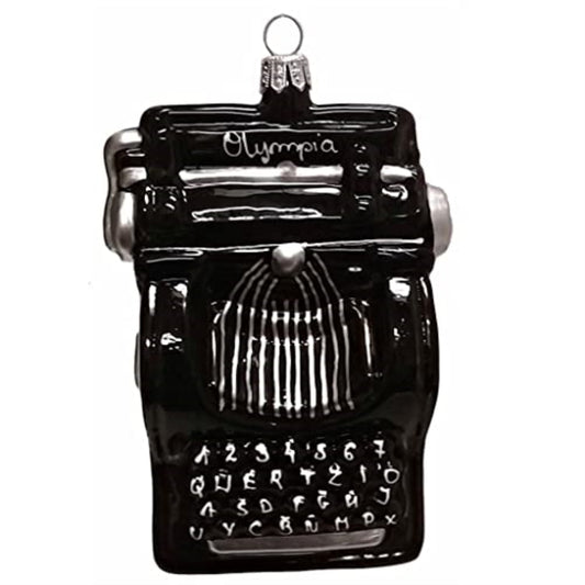 Black Vintage Typewriter Polish Blown Glass Christmas Ornament Decorations
