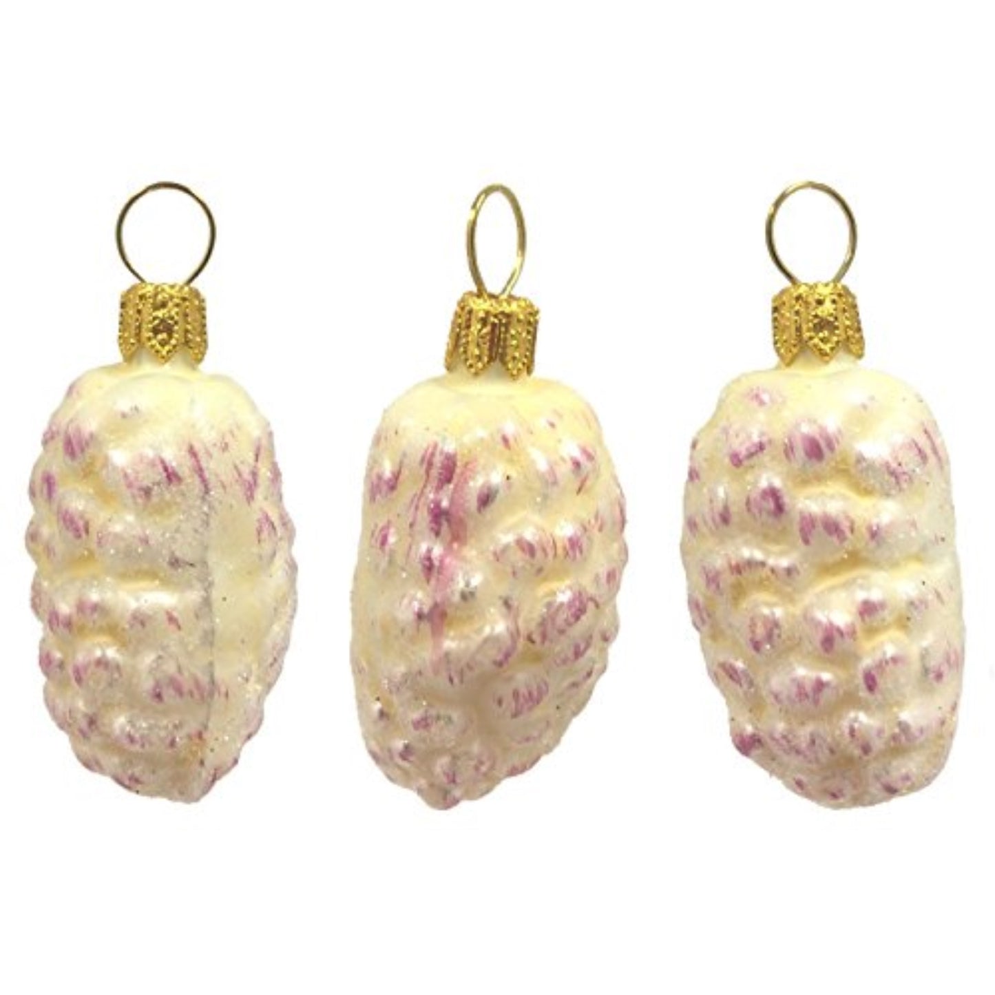 White Mulberries Polish Glass Christmas Ornaments Set of 3 Mulberry Fruit Poland
