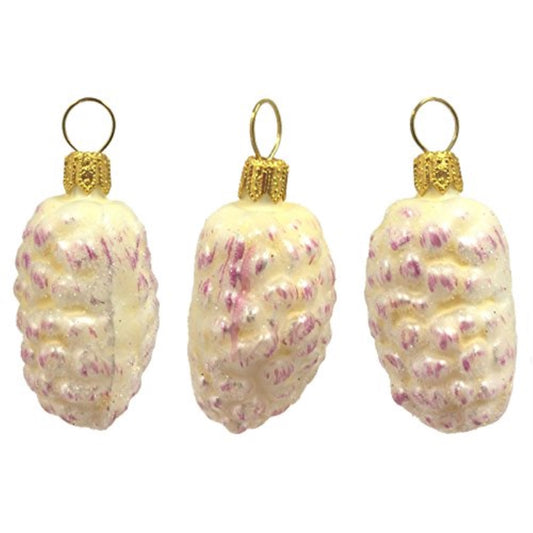 White Mulberries Polish Glass Christmas Ornaments Set of 3 Mulberry Fruit Poland