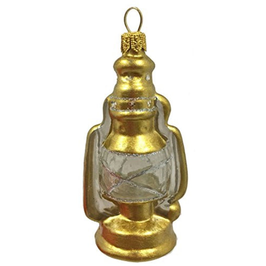 Vintage Oil Lamp Lantern Polish Glass Christmas Tree Ornament Holiday Decoration