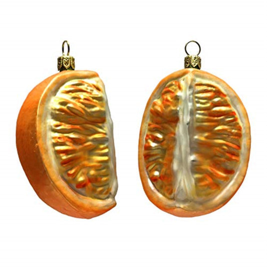 Orange Slice Polish Glass Christmas Tree Ornament Set of 2 Fruit Decoration