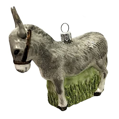 Grey Donkey Burro Polish Glass Christmas Tree Ornament Animal Wildlife Poland