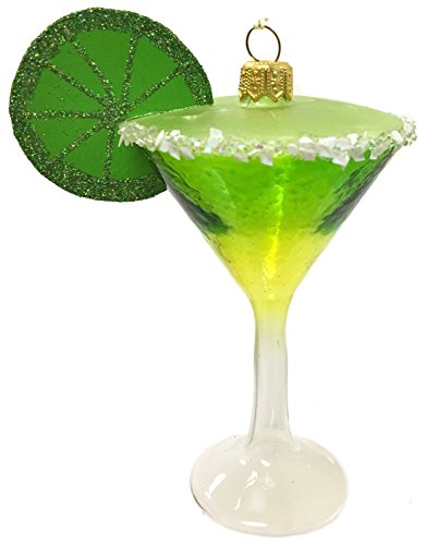 Green Margarita with Salt and Lime Polish Glass Christmas Tree Ornament Alcohol