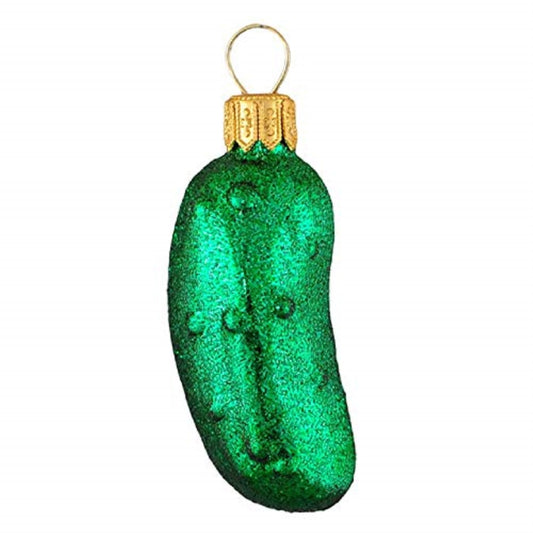 Miniature Glittered Pickle Polish Glass Mini Christmas Ornament 2.75 Inch