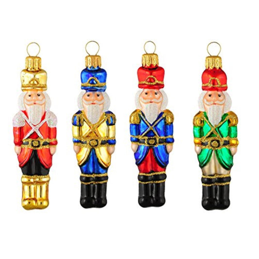 Nutcrackers Polish Glass Christmas Tree Ornament Set of 4 Decoration Made Poland
