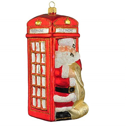 Phone Booth Santa Polish Glass Christmas Tree Ornament London England Travel