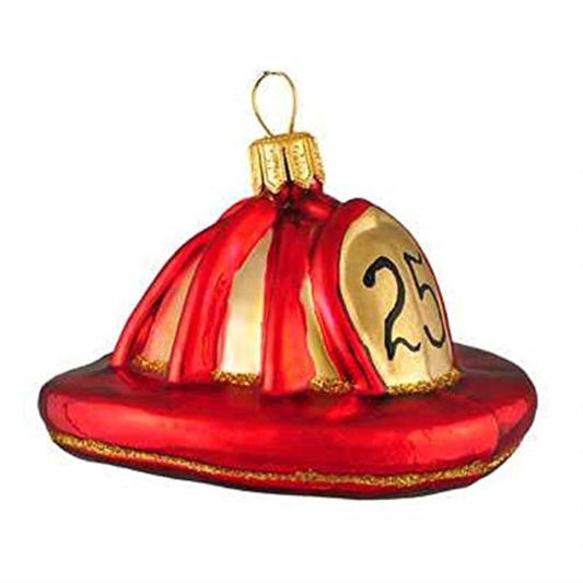 Firefighter Helmet Polish Glass Christmas Tree Ornament Firemen Decoration