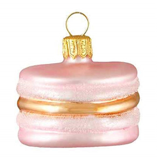 Mini Pink French Macaron Polish Glass Christmas Ornament Macaroon Dessert Food