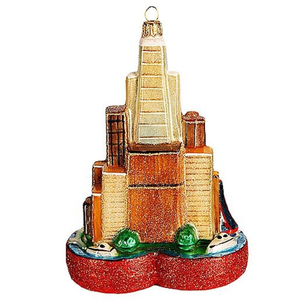 San Francisco Heart Shape Landscape Polish Glass Christmas Ornament California
