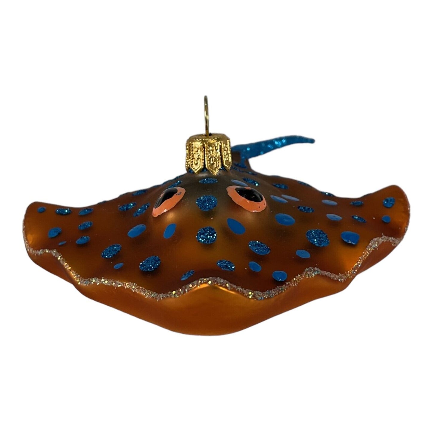 Blue Spotted Stingray Polish Blown Glass Christmas Ornament Tree Decoration