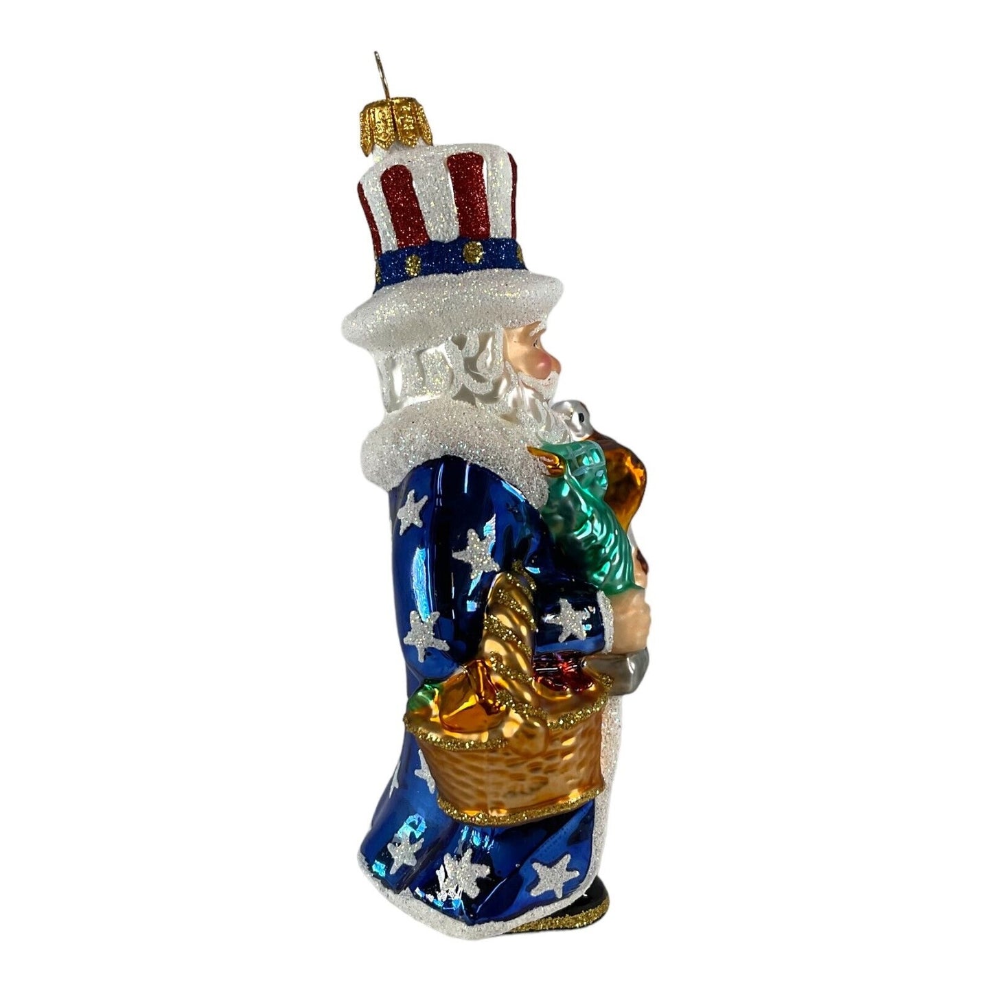 Pinnacle Peak Trading Uncle Sam Santa Polish Glass Christmas Ornament Patriotic Tree Decoration USA