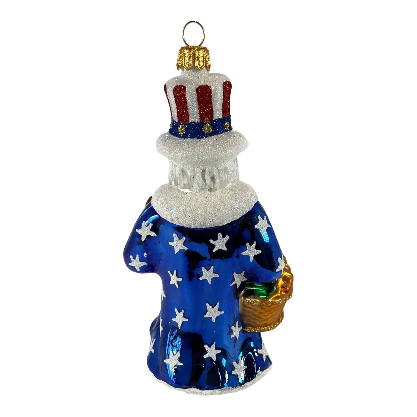 Pinnacle Peak Trading Uncle Sam Santa Polish Glass Christmas Ornament Patriotic Tree Decoration USA