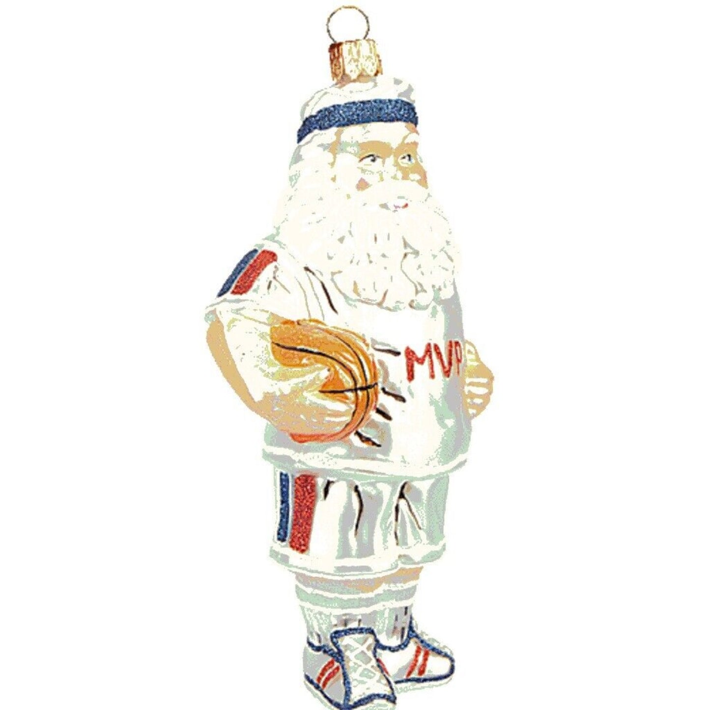 Pinnacle Peak Trading Basketball Santa Claus Polish Glass Christmas Ornament