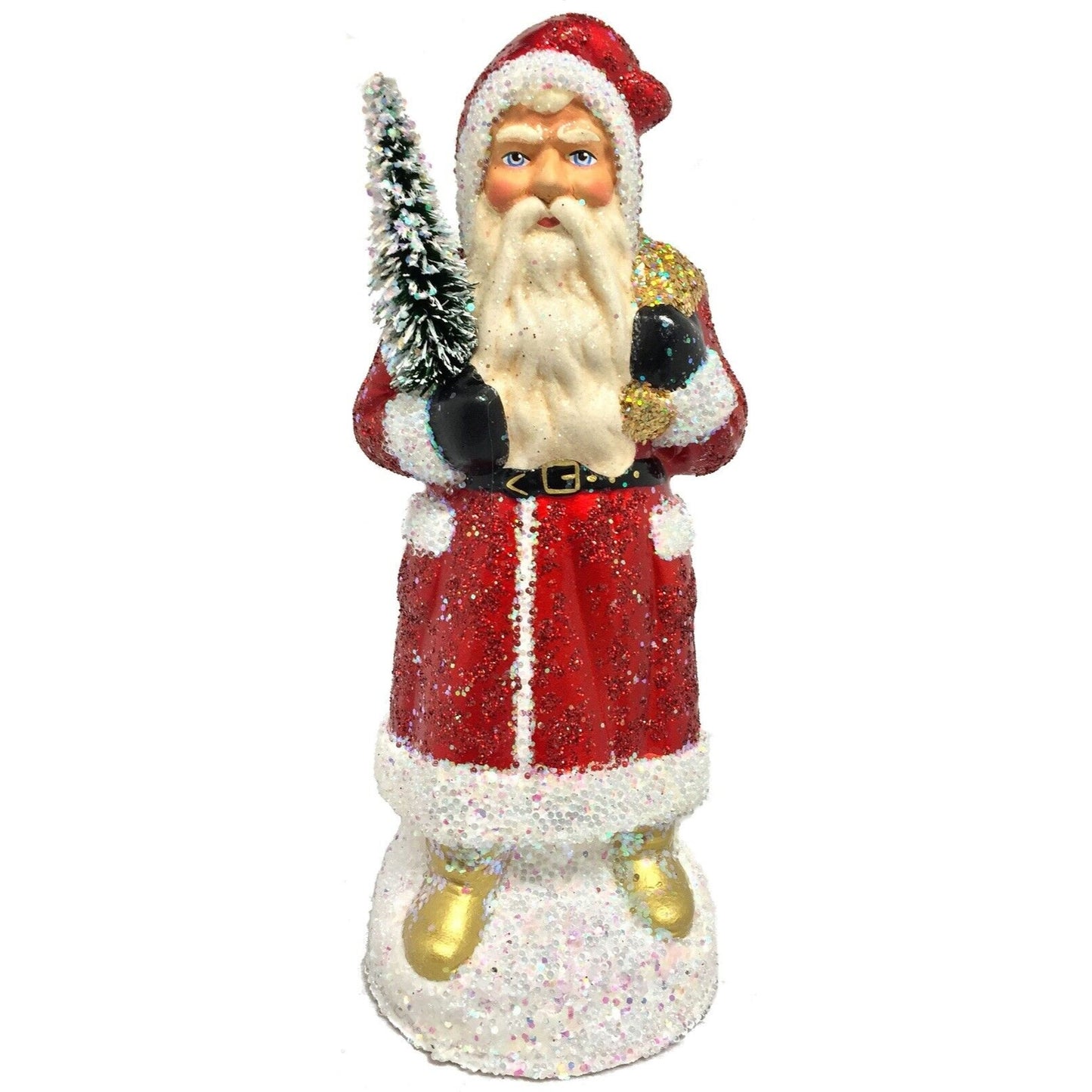 Ino Schaller St. Nicks Golden Boots German Christmas Paper Mache Candy Container