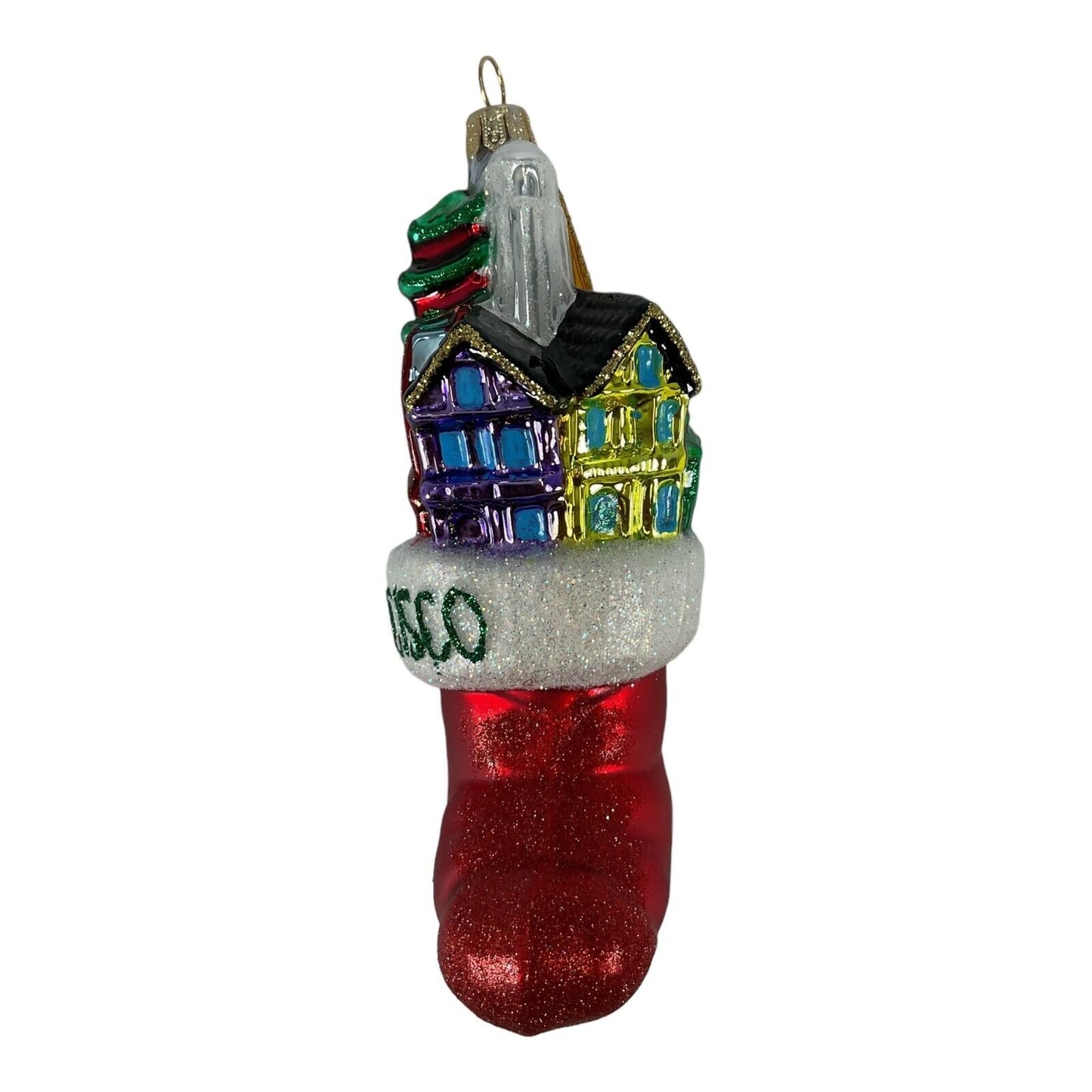 Pinnacle Peak Trading San Francisco Stocking Polish Glass Christmas Ornament California Decoration