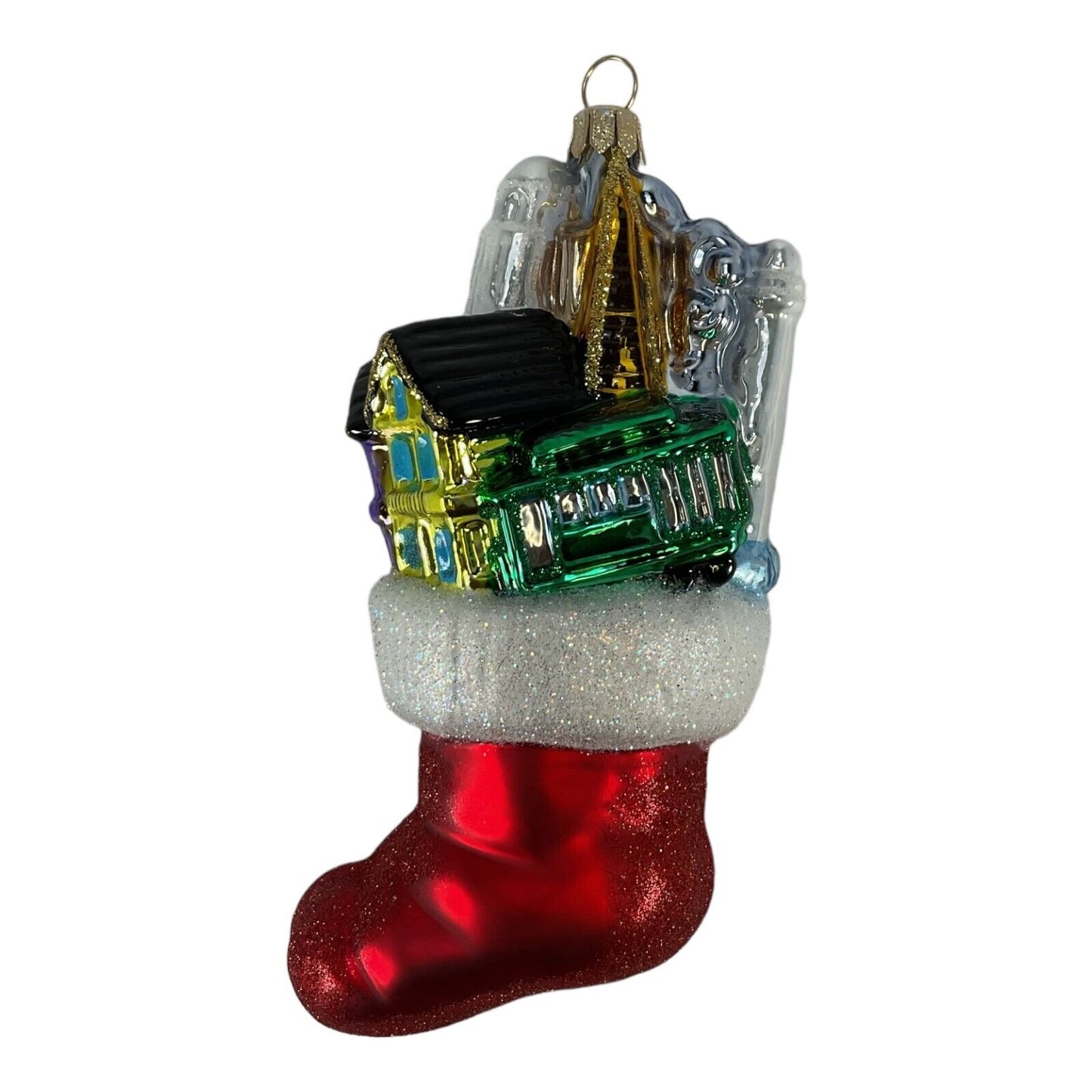 Pinnacle Peak Trading San Francisco Stocking Polish Glass Christmas Ornament California Decoration