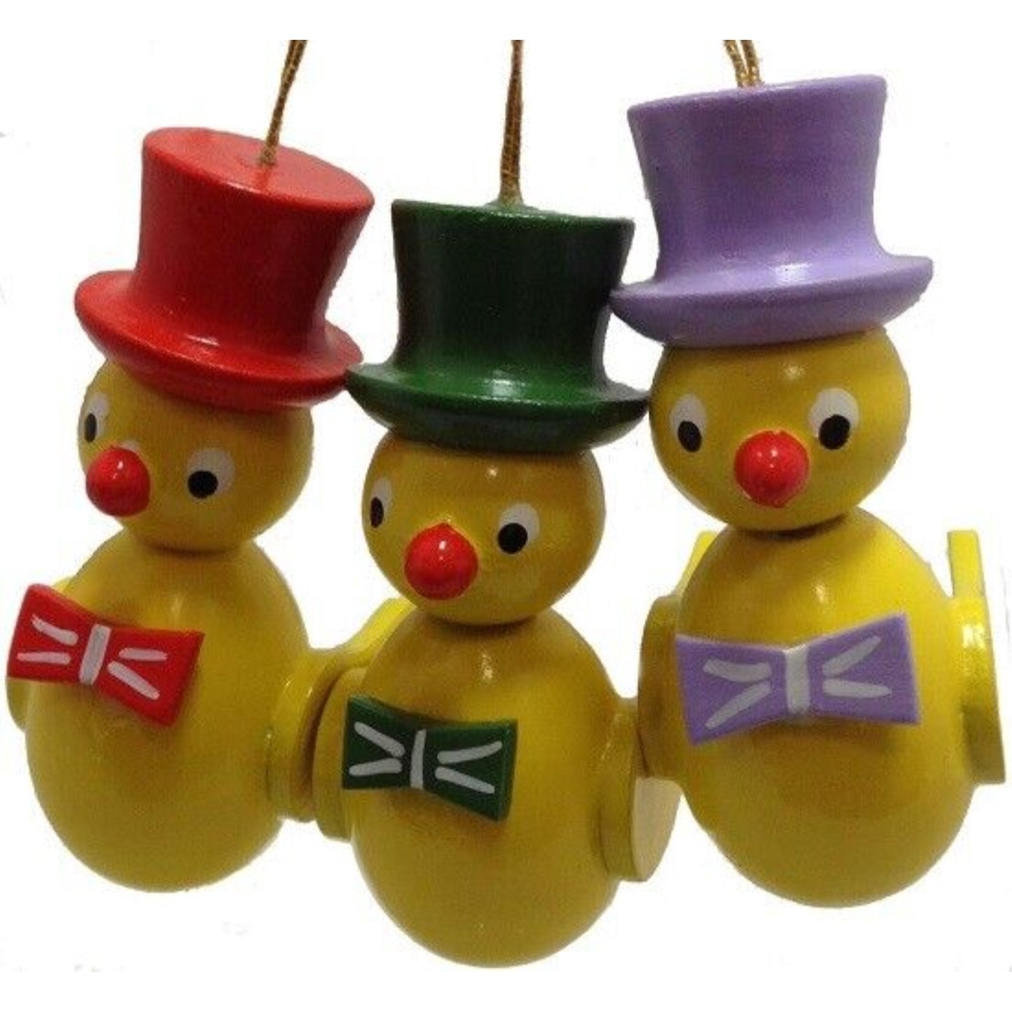 Top Hat Chicks German Wood Christmas Easter Ornament Set of 3 Decorations