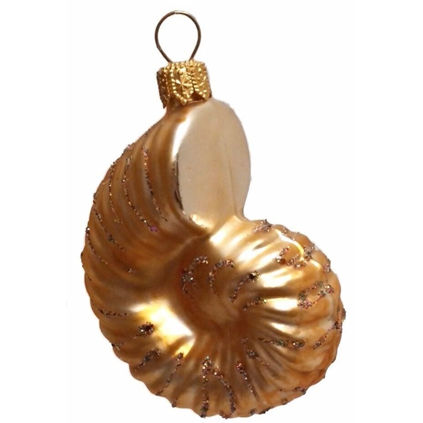 Pinnacle Peak Trading Small Spiral Seashell Polish Glass Christmas Ornament Set of 2 Decorations