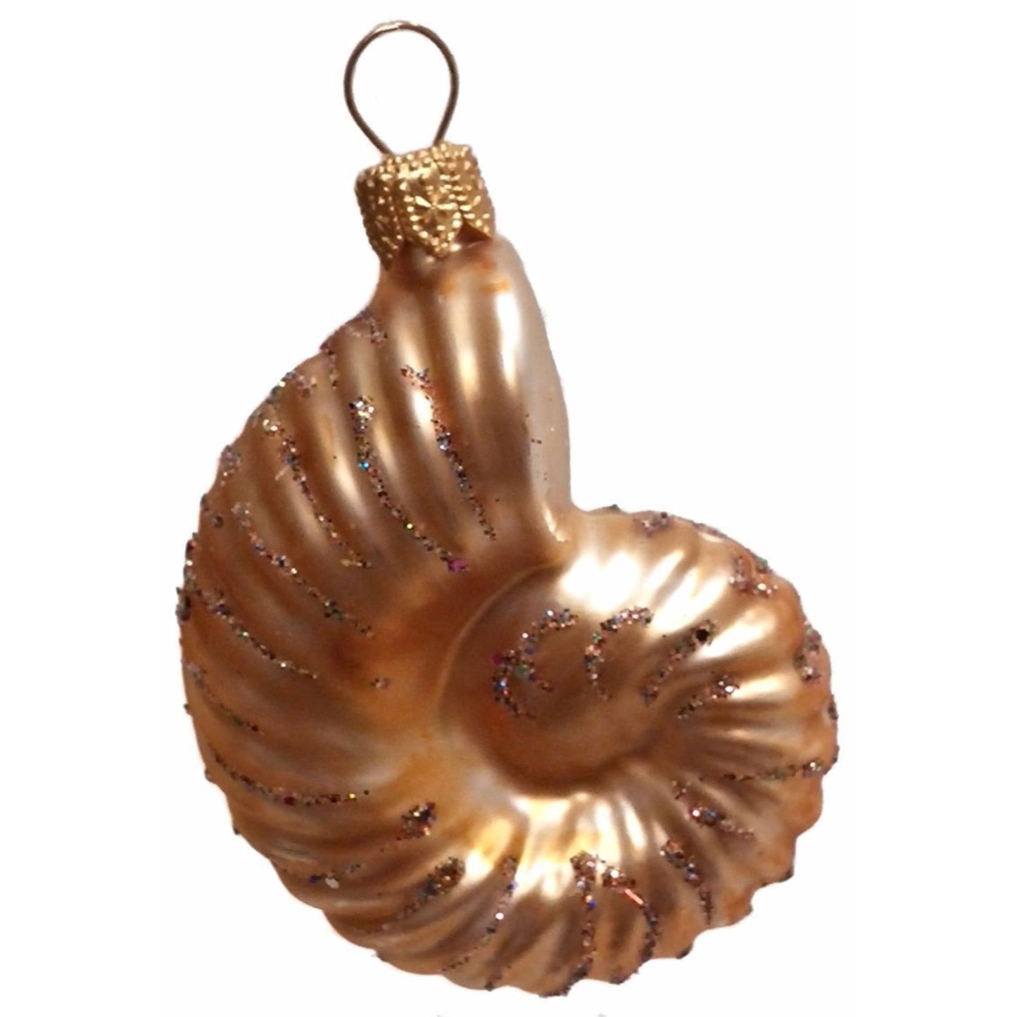 Pinnacle Peak Trading Small Spiral Seashell Polish Glass Christmas Ornament Set of 2 Decorations