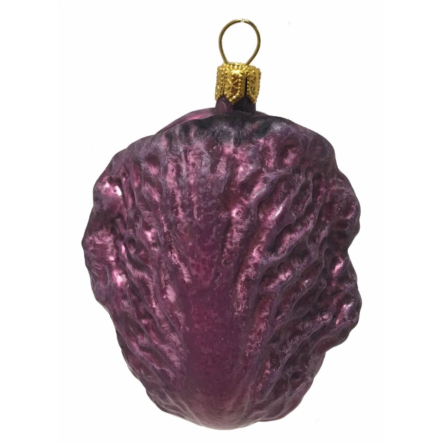 Pinnacle Peak Trading Purple Chinese Cabbage Polish Glass Christmas Ornament Vegetable Food Set of 2