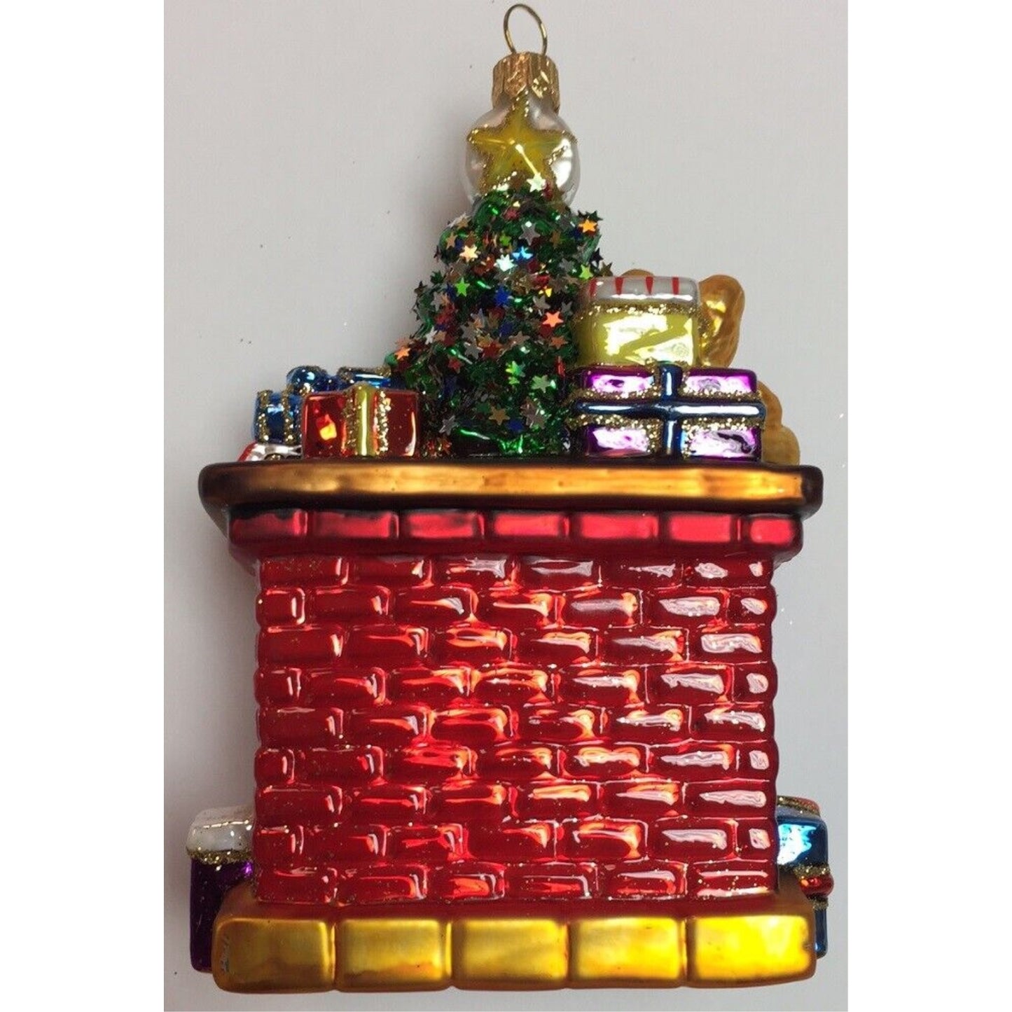 Fireplace with Stockings Polish Glass Christmas Ornament Tree Decoration