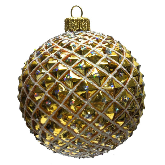 Pinnacle Peak Trading Gold and Silver Textured Ball Polish Glass Christmas Tree Ornament Decoration