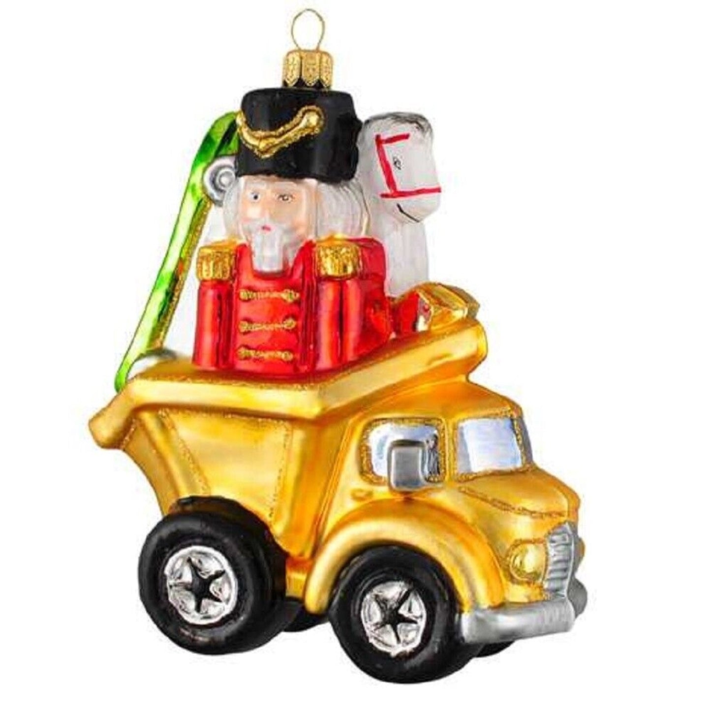 Yellow Dump Truck Full of Presents Polish Glass Christmas Tree Ornament Poland