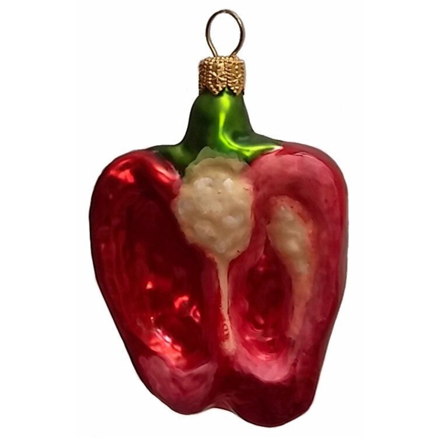 Pinnacle Peak Trading Half of a Red Bell Pepper Polish Glass Christmas Ornament Set of 2 Decorations