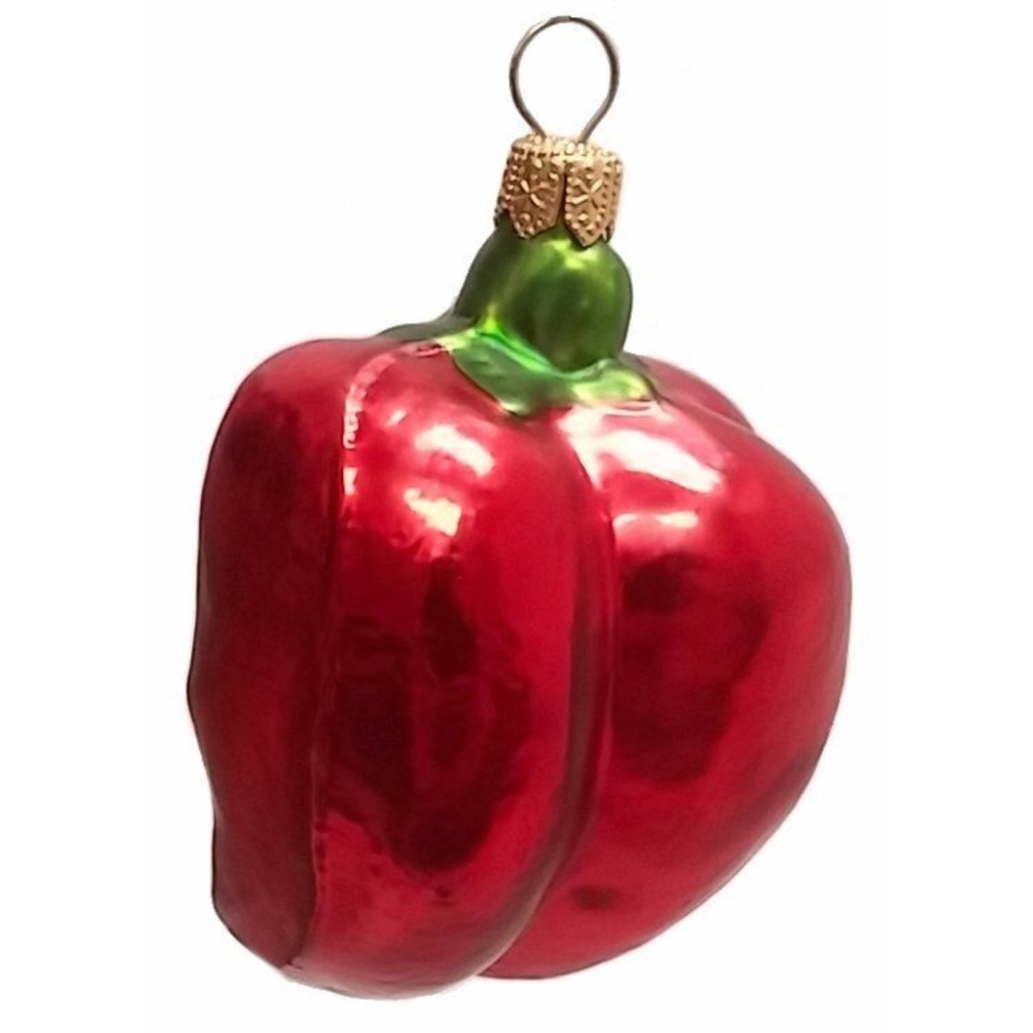 Pinnacle Peak Trading Half of a Red Bell Pepper Polish Glass Christmas Ornament Set of 2 Decorations