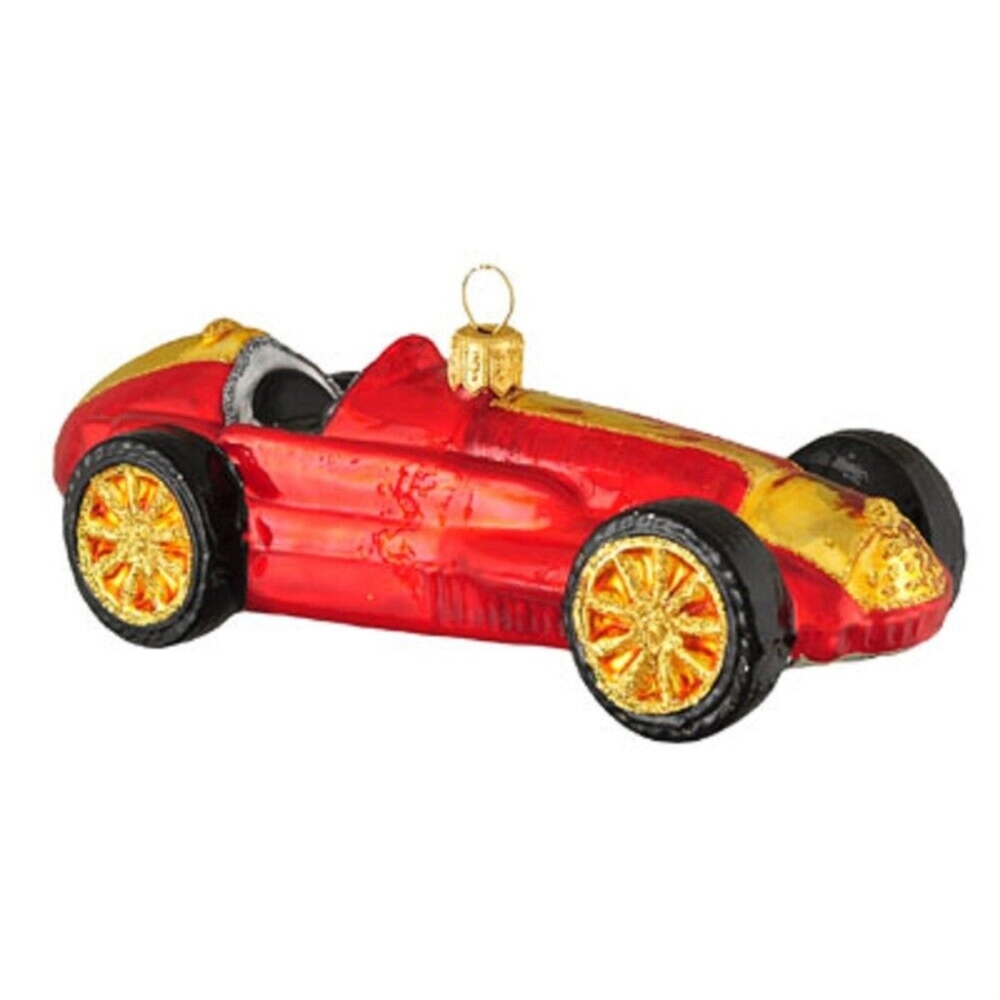 Red Race Car Polish Glass Christmas Tree Ornament Dragster Racing Made Poland