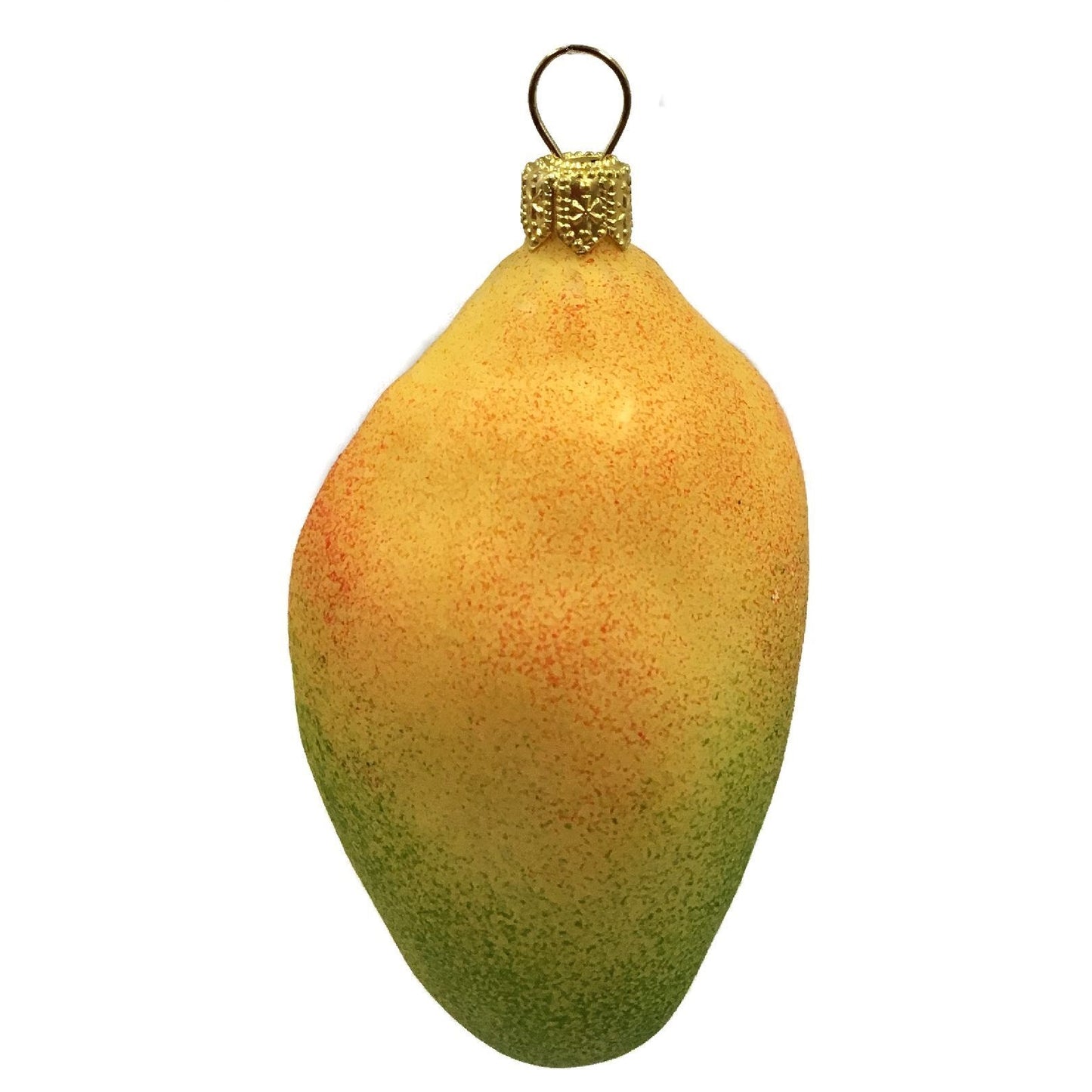 Pinnacle Peak Trading Slice of Mango Fruit Polish Glass Christmas Ornament Food Decoration Set of 2