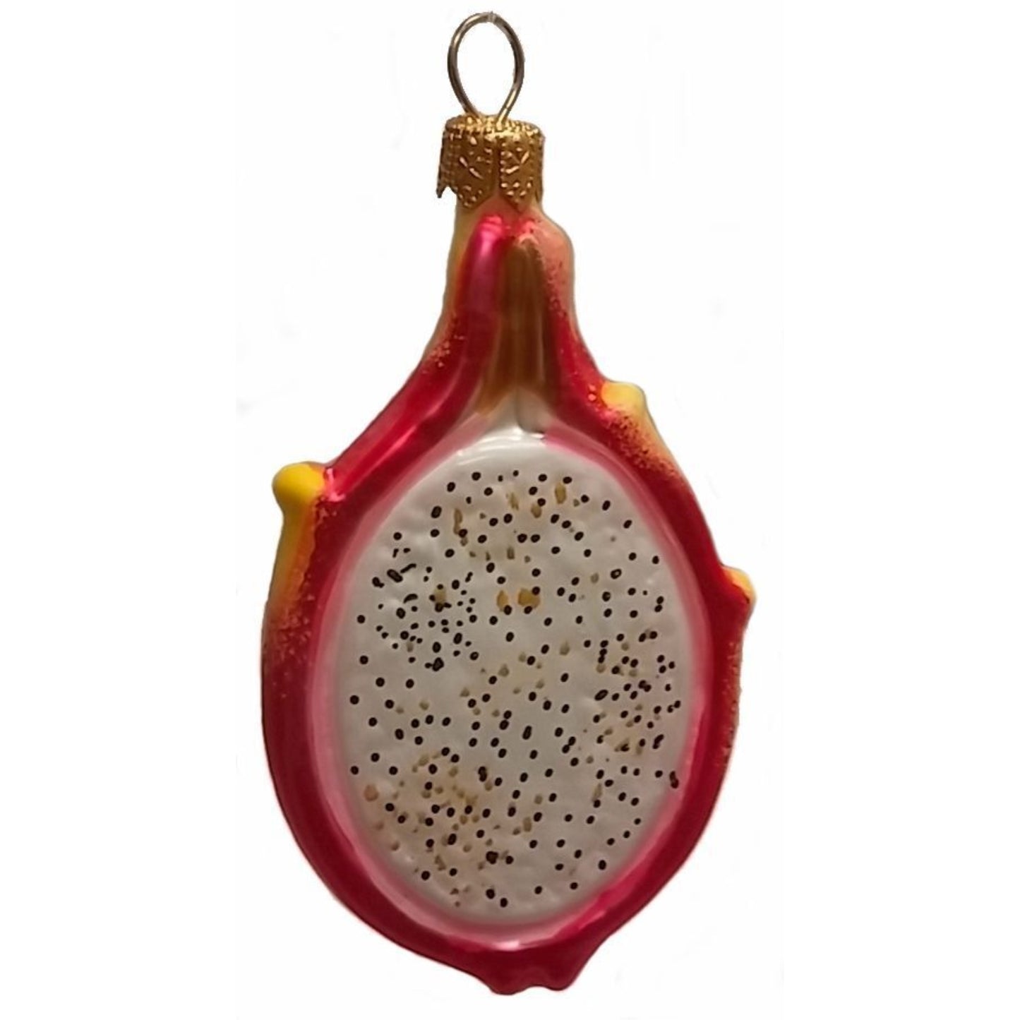 Slice of Pitaya Dragon Fruit Polish Glass Christmas Ornament Set of 2 Decoration