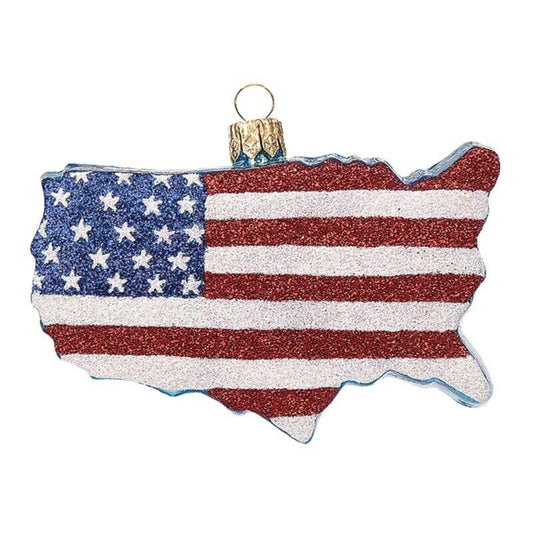 United States Country Flag Polish Glass Christmas Ornament USA Decoration
