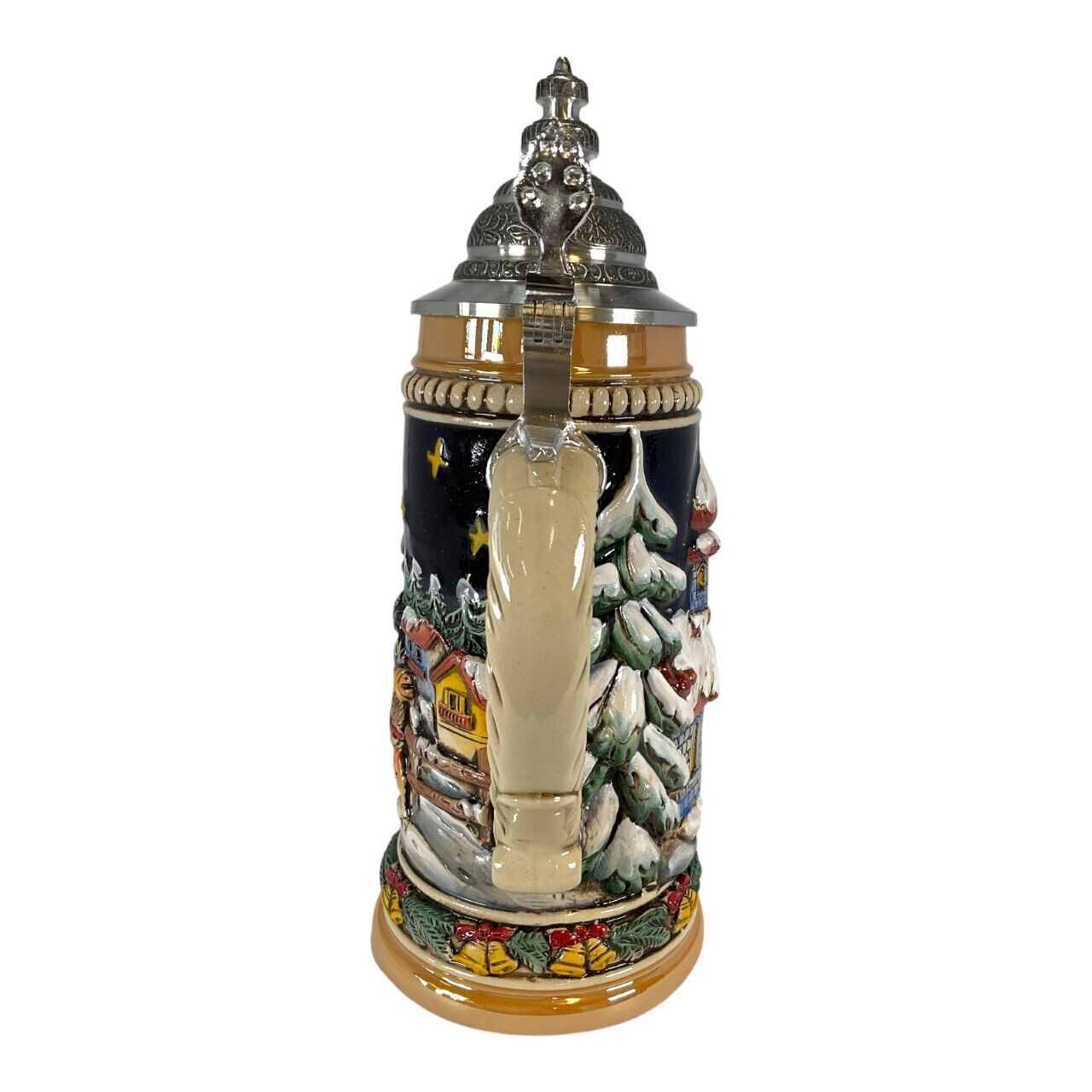Santa Claus Riding His Sleigh with Reindeer LE Christmas German Beer Stein .5 L