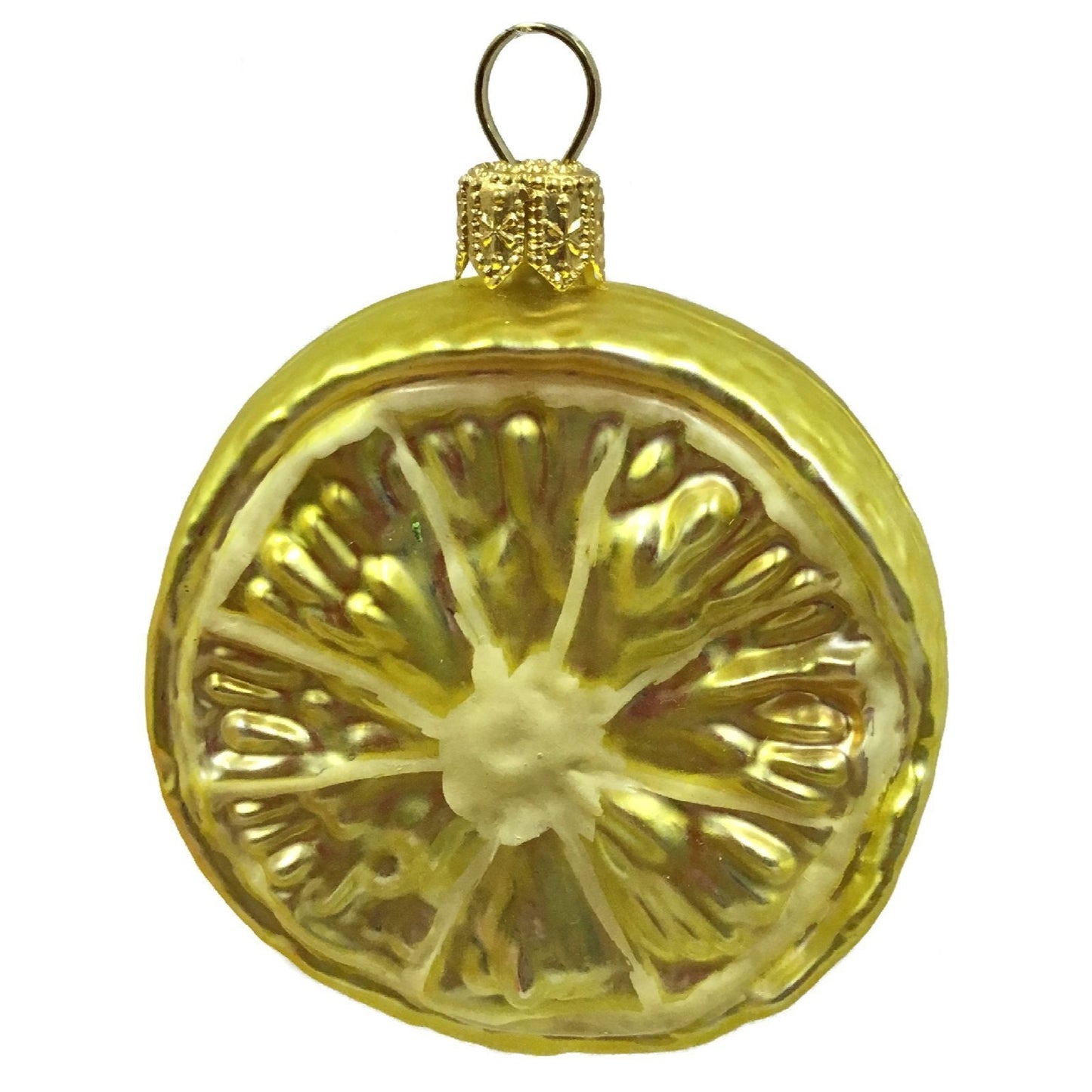 Pinnacle Peak Trading Slice of Lemon Citrus Fruit Polish Glass Christmas Tree Ornament Food Set of 2
