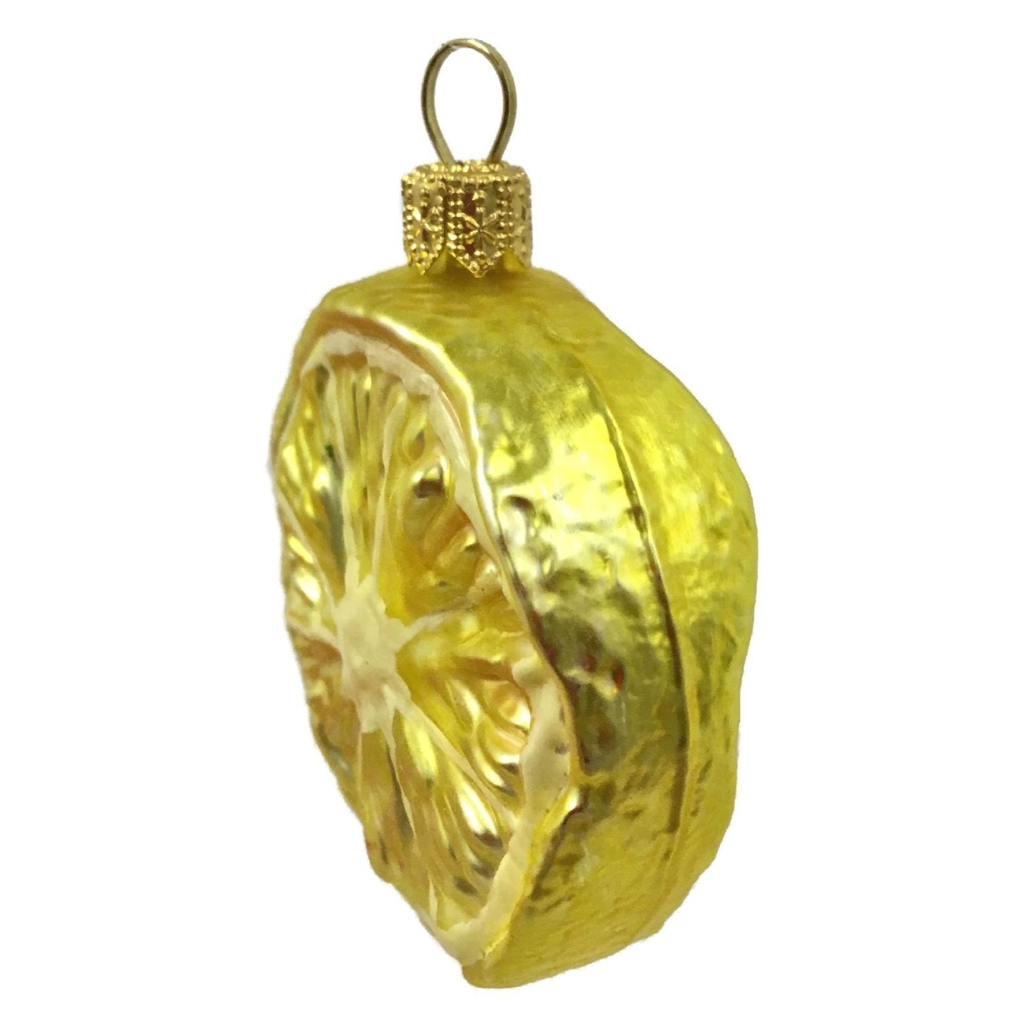 Pinnacle Peak Trading Slice of Lemon Citrus Fruit Polish Glass Christmas Tree Ornament Food Set of 2