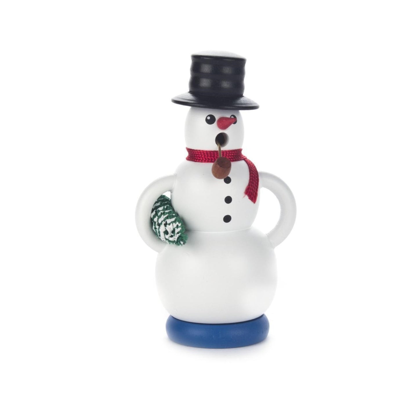 Pinnacle Peak Trading Snowman with Tree German Wood Miniature Christmas Incense Smoker Mini 4 Inch
