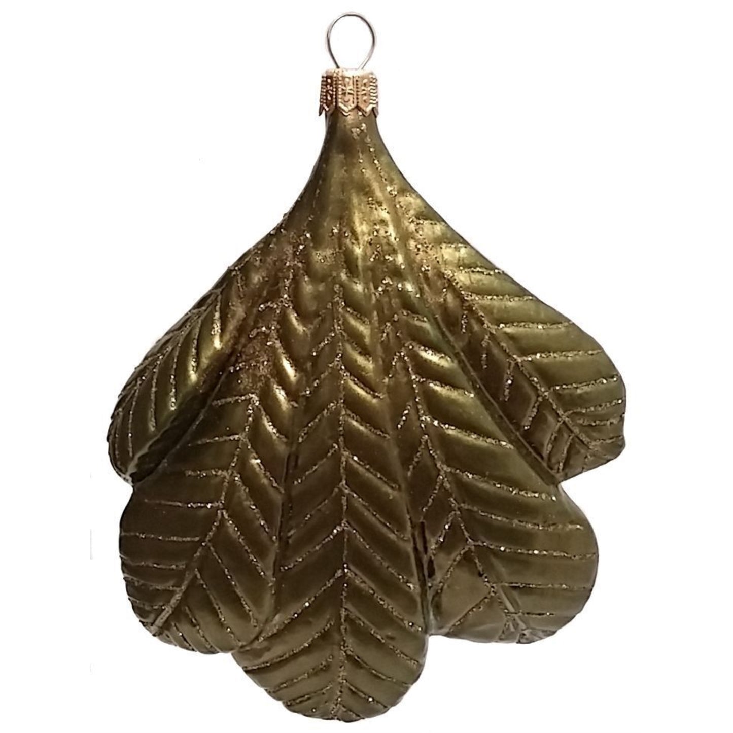 Pinnacle Peak Trading Chestnut on Leaf Polish Blown Glass Christmas Ornament Holiday Decoration