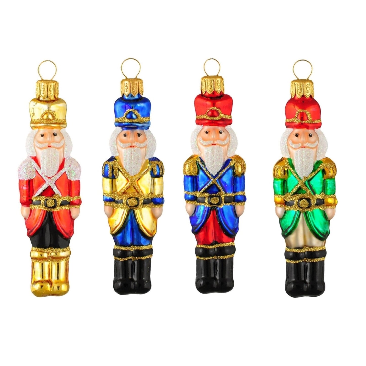 Nutcrackers Polish Glass Christmas Tree Ornament Set of 4 Decoration Made Poland