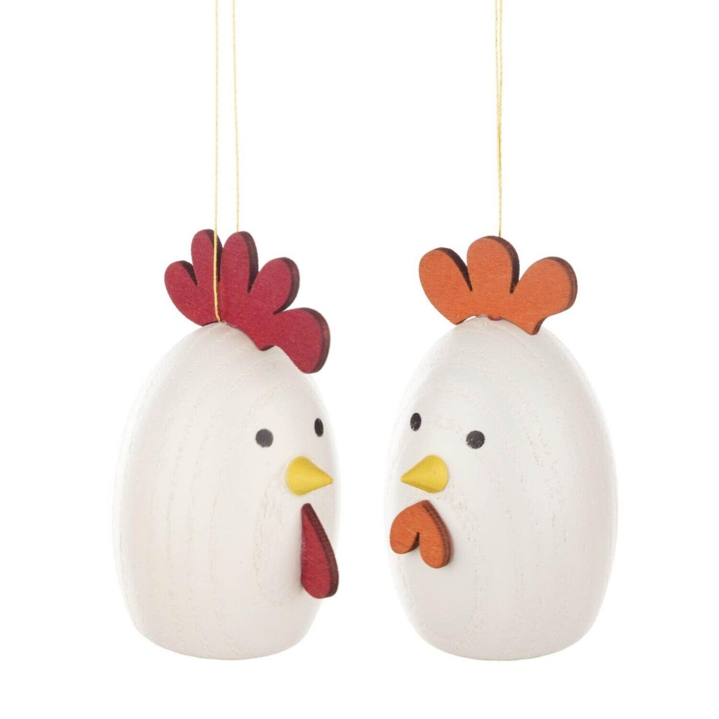 Pinnacle Peak Trading Rooster and Chicken German Wood Ornaments Set 2.4 Inch
