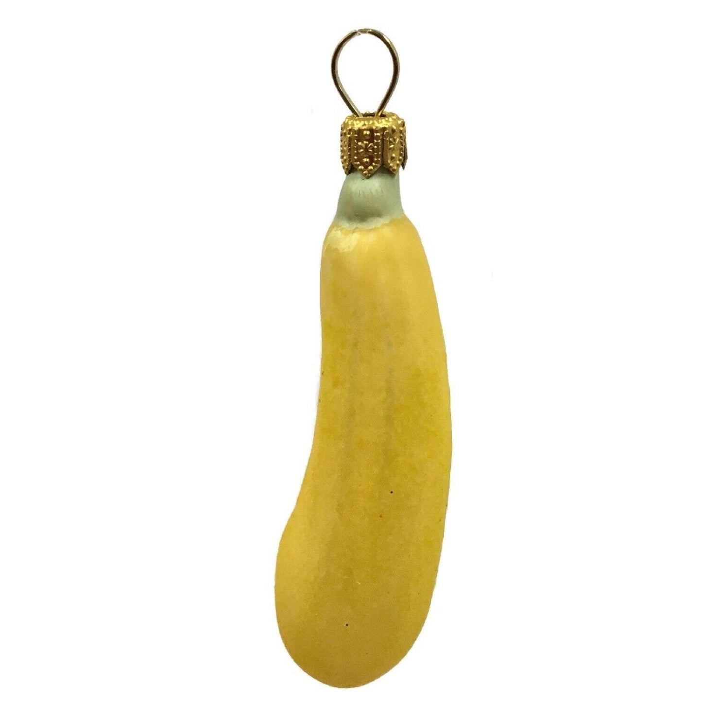 Yellow Zucchini Squash Polish Glass Christmas Ornament Food Decoration Set of 2